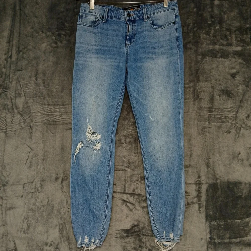 Lucky Brand Jeans Womens 8/29 Blue Ava Skinny Distressed Raw Hem Contrast Pocket